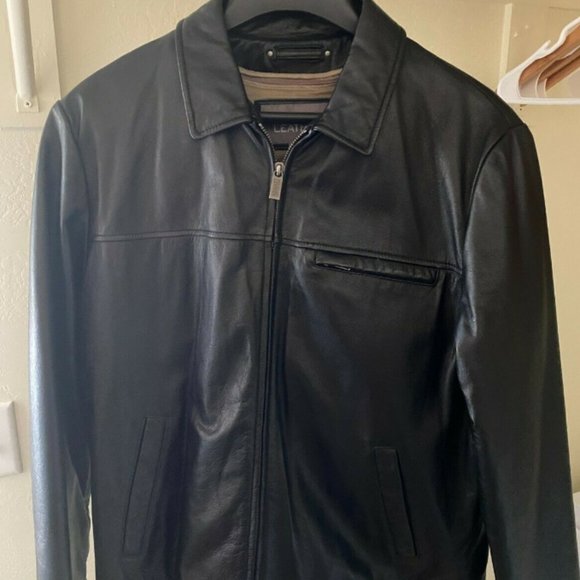 Men's leather jacket black - leather - like new